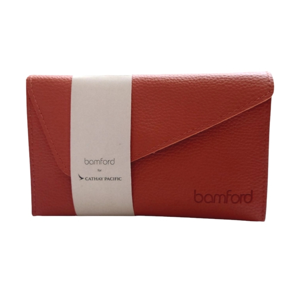 NEW Cosmetic Bag Business Class Amenity Travel Kit Burnt Orange